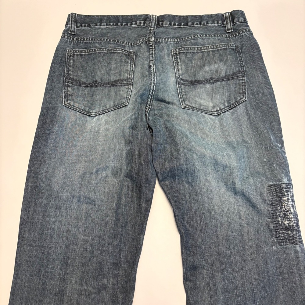 Alfani Straight Leg Jeans Mens 36x32 Blue Distressed Medium Wash Denim 0313